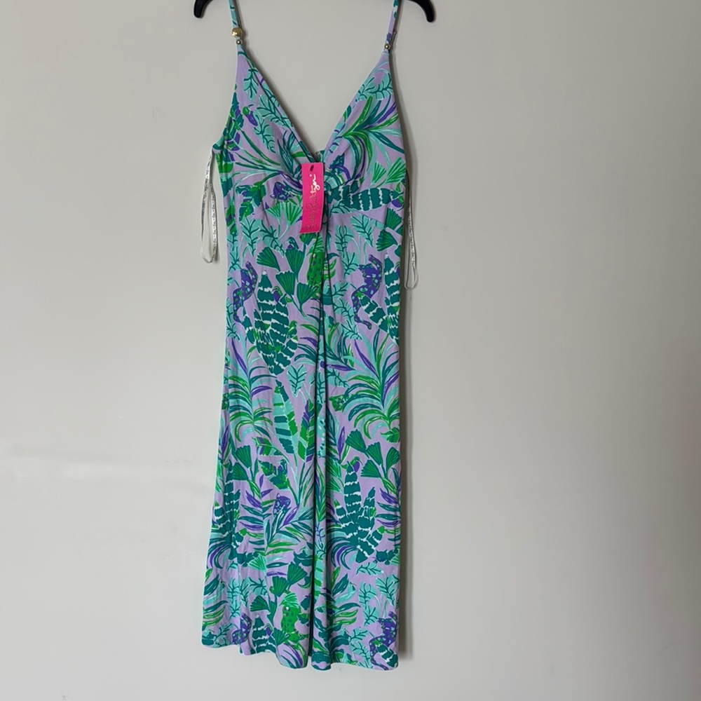 Lilly Pulitzer Green and Purple Midi Dress